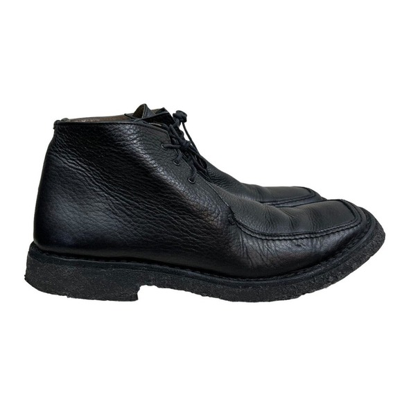 Bally Fabiana Chukka Boot Black Pebbled Leather Lace Up Square Moc Toe Men 40.5‎ - Picture 1 of 8